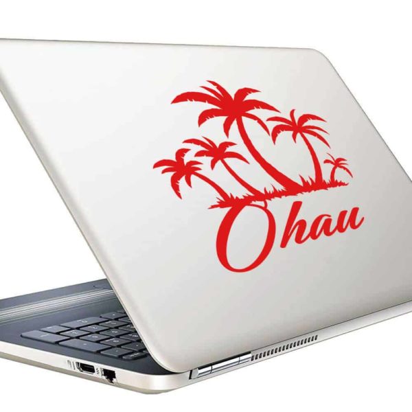 Oahu Hawaii Palm Tree Island Vinyl Laptop Macbook Decal Sticker
