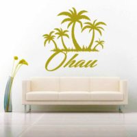 Oahu Hawaii Palm Tree Island Vinyl Wall Decal Sticker