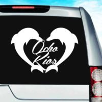 Ocho Rios Dolphin Heart Vinyl Car Window Decal Sticker
