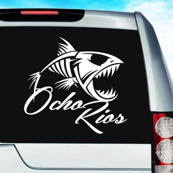 Ocho Rios Jamaica Fish Skeleton Vinyl Car Window Decal Sticker