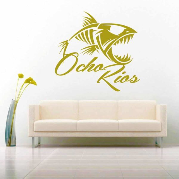 Ocho Rios Jamaica Fish Skeleton Vinyl Wall Decal Sticker