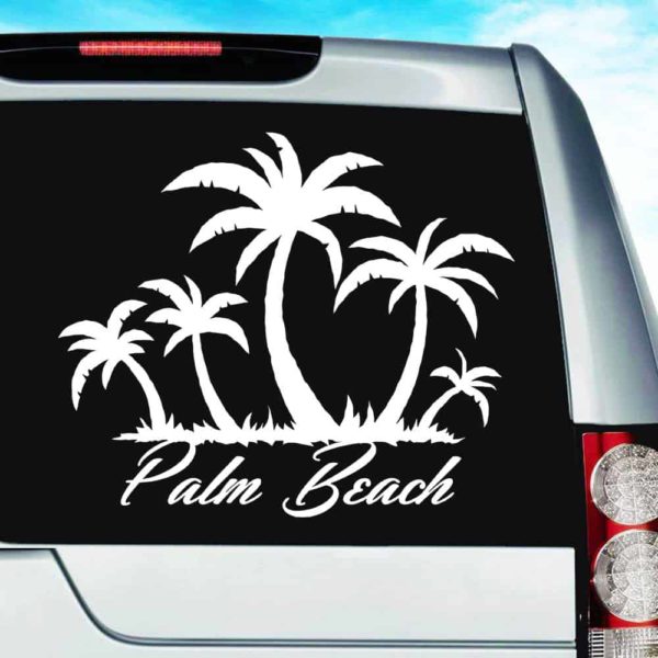 Palm Beach Florida Palm Tree Island Vinyl Car Window Decal Sticker