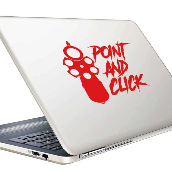 Point And Click Pistol Gun Vinyl Laptop Macbook Decal Sticker