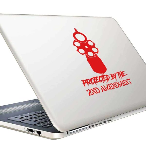 Protected By The 2nd Amendment Hand Gun Pistol Vinyl Laptop Macbook Decal Sticker