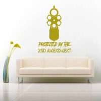 Protected By The 2nd Amendment Hand Gun Pistol Vinyl Wall Decal Sticker