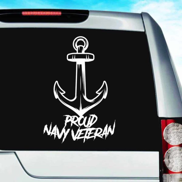 Proud Navy Veteran Anchor Vinyl Car Window Decal Sticker