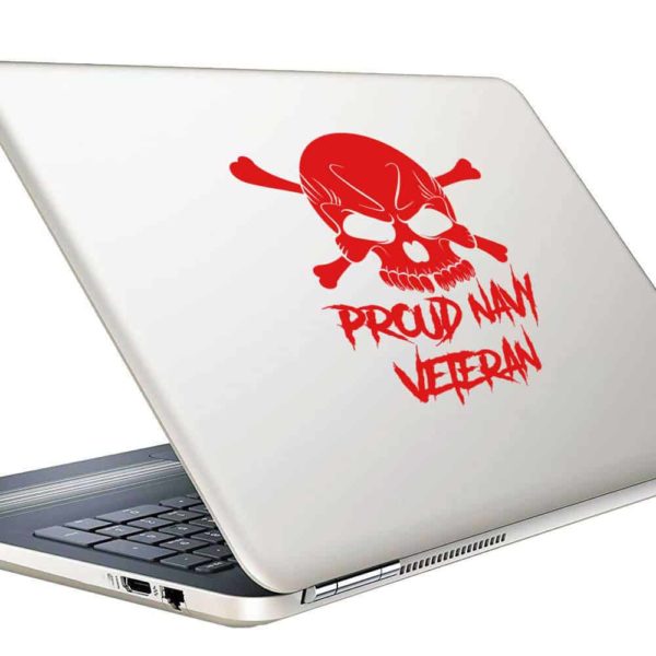 Proud Navy Veteran Skull Vinyl Laptop Macbook Decal Sticker