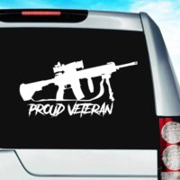 Proud Veteran Machine Gun Vinyl Car Window Decal Sticker