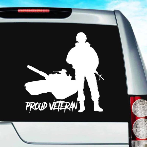 Proud Veteran Soldier Tank Vinyl Car Window Decal Sticker