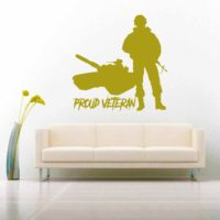 Proud Veteran Soldier Tank Vinyl Laptop Macbook Decal Sticker