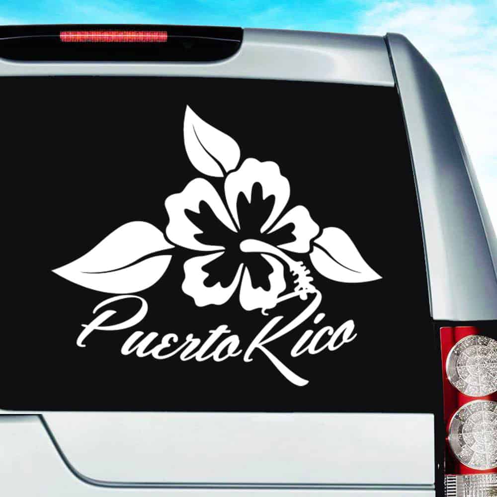 Puerto Ric Hibiscus Flower Vinyl Car Window Decal Sticker Puerto Ric Hibiscus Flower Vinyl Car Window Decal Sticker