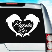Puerto Rico Dolphin Heart Vinyl Car Window Decal Sticker