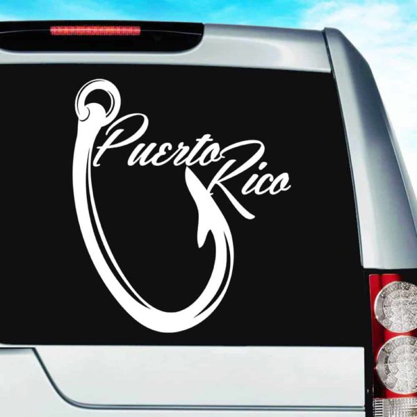 Puerto Rico Fishing Hook Vinyl Car Window Decal Sticker