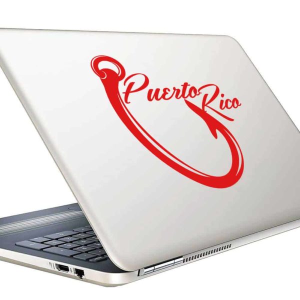 Puerto Rico Fishing Hook Vinyl Laptop Macbook Decal Sticker