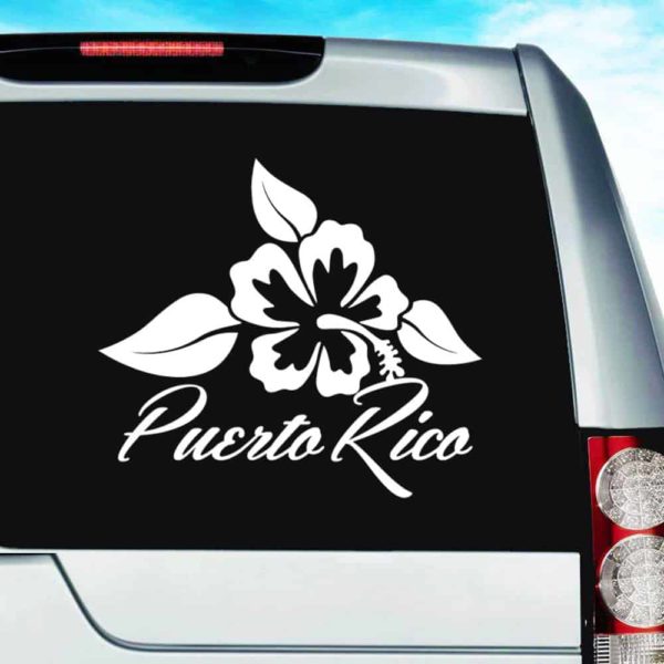 Puerto Rico Hibiscus Flower Vinyl Car Window Decal Sticker