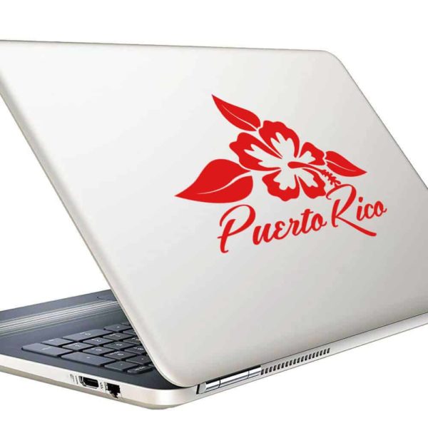 Puerto Rico Hibiscus Flower Vinyl Laptop Macbook Decal Sticker