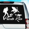 Puerto Rico Scuba Diver With Sharks Vinyl Car Window Decal Sticker