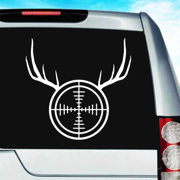 Rifle Gun Scope Antlers_1 Vinyl Car Window Decal Sticker