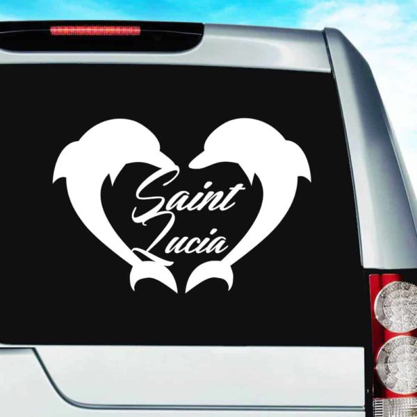 Saint Lucia Dolphin Heart_1 Vinyl Car Window Decal Sticker