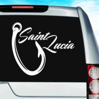 Saint Lucia Fishing Hook Vinyl Car Window Decal Sticker