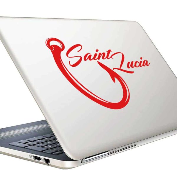 Saint Lucia Fishing Hook Vinyl Laptop Macbook Decal Sticker