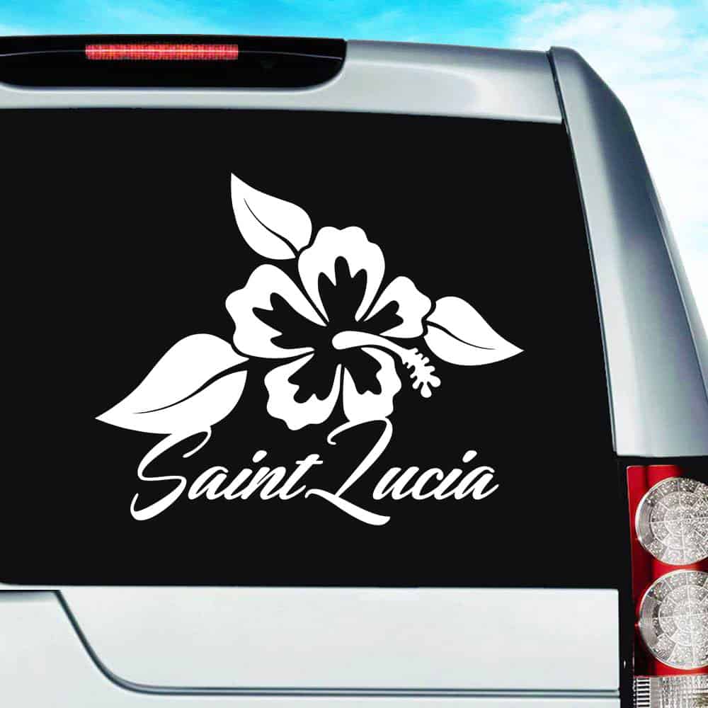 Saint Lucia Hibiscus Flower_1 Vinyl Car Window Decal Sticker Saint Lucia Hibiscus Flower_1 Vinyl Car Window Decal Sticker