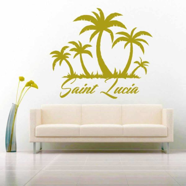 Saint Lucia Palm Tree Island Vinyl Wall Decal Sticker
