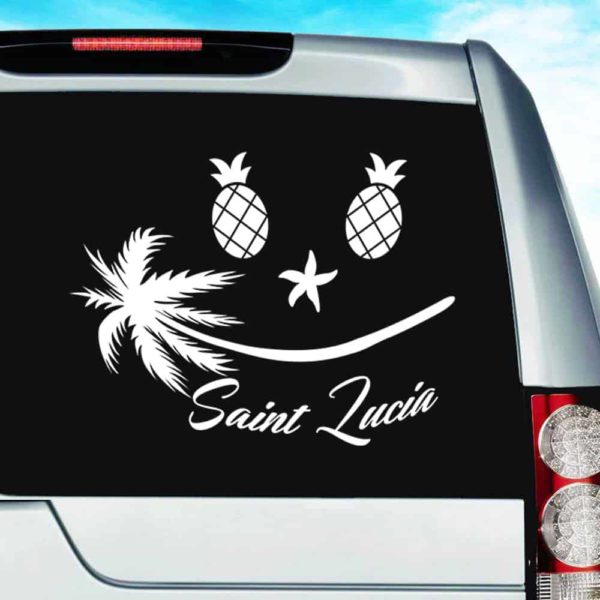 Saint Lucia Tropical Smiley Face Vinyl Car Window Decal Sticker