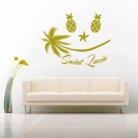 Saint Lucia Tropical Smiley Face Vinyl Wall Decal Sticker
