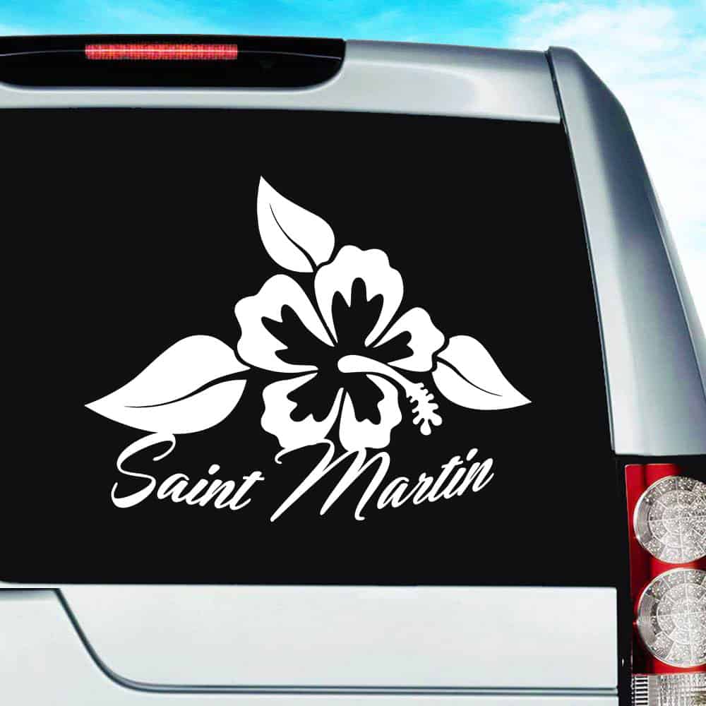 Saint Martin Hibiscus Flower_1 Vinyl Car Window Decal Sticker Saint Martin Hibiscus Flower_1 Vinyl Car Window Decal Sticker