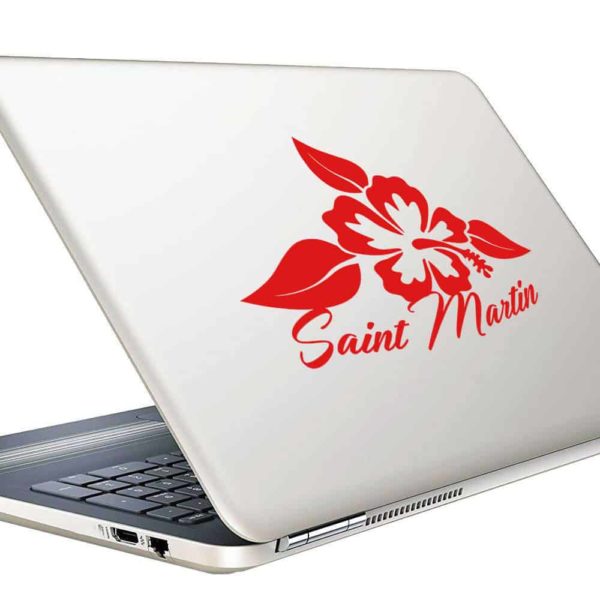 Saint Martin Hibiscus Flower_1 Vinyl Laptop Macbook Decal Sticker