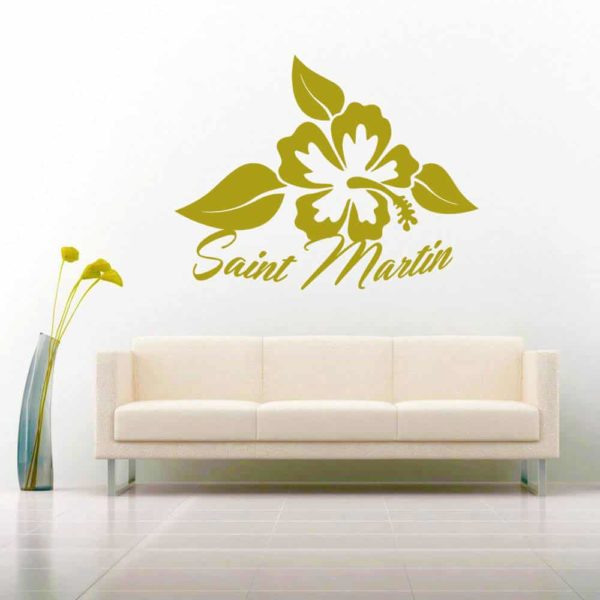 Saint Martin Hibiscus Flower_1 Vinyl Wall Decal Sticker