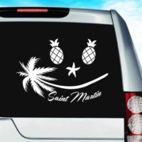 Saint Martin Tropical Smiley Face Vinyl Car Window Decal Sticker