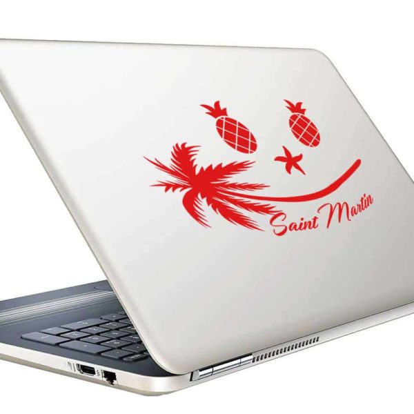 Saint Martin Tropical Smiley Face Vinyl Laptop Macbook Decal Sticker
