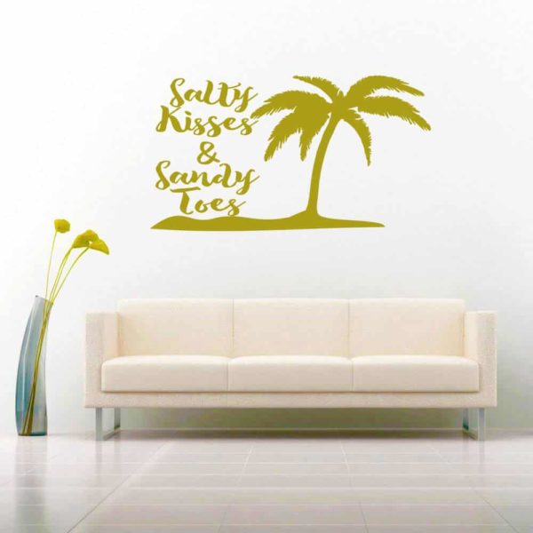 Salty Kisses Sandy Toes Palm Tree Vinyl Wall Decal Sticker