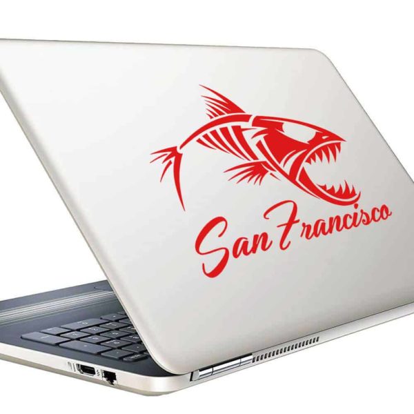 San Francisco Fish Skeleton Vinyl Laptop Macbook Decal Sticker