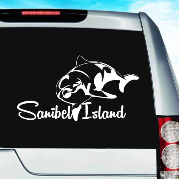 Sanibel Island Dolphin Vinyl Car Window Decal Sticker