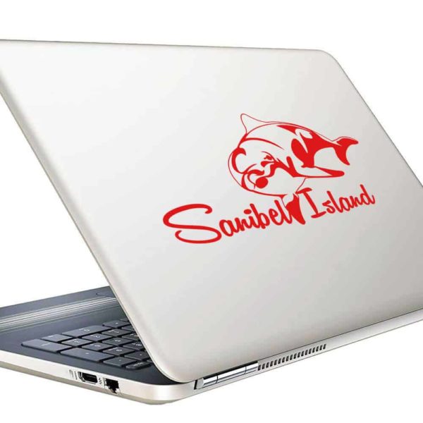 Sanibel Island Dolphin Vinyl Laptop Macbook Decal Sticker