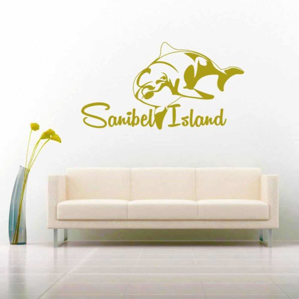 Sanibel Island Dolphin Vinyl Wall Decal Sticker