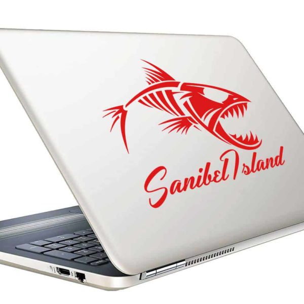 Sanibel Island Fish Skeleton Vinyl Laptop Macbook Decal Sticker