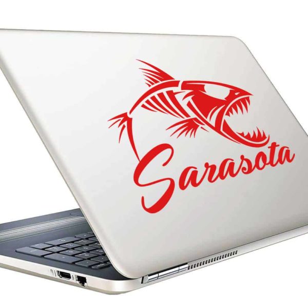 Sarasota Florida Fish Skeleton Vinyl Laptop Macbook Decal Sticker