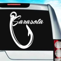 Sarasota Florida Fishing Hook Vinyl Car Window Decal Sticker