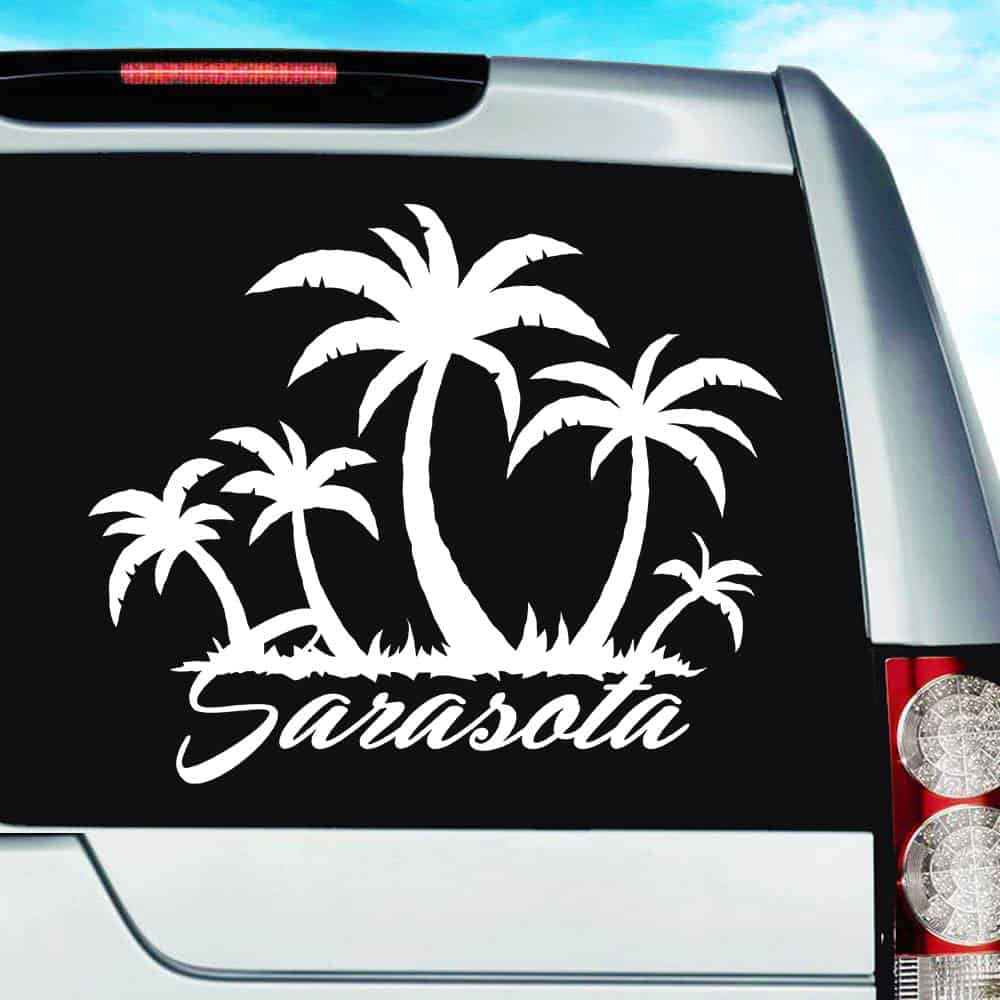 Sarasota Florida Palm Tree Island Vinyl Car Window Decal Sticker Sarasota Florida Palm Tree Island Vinyl Car Window Decal Sticker