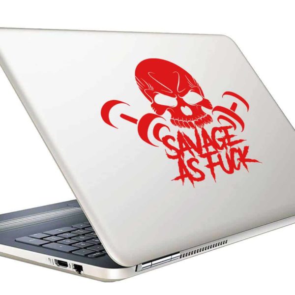 Savage As Fuck Skull Dumbbells_1 Vinyl Laptop Macbook Decal Sticker