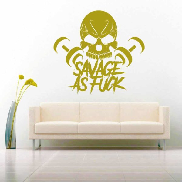 Savage As Fuck Skull Dumbbells_1 Vinyl Wall Decal Sticker