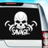 Savage Skull Dumbbells_1 Vinyl Car Window Decal Sticker