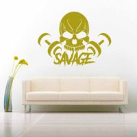 Savage Skull Dumbbells_1 Vinyl Wall Decal Sticker