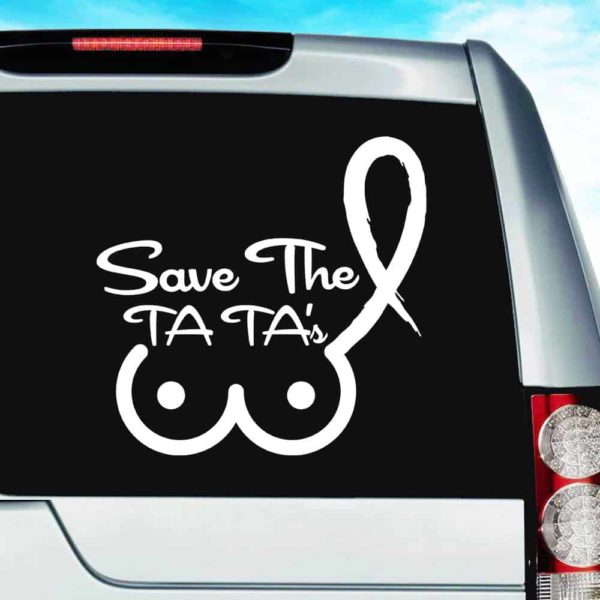 Save The Ta Tas Breast Cancer Vinyl Car Window Decal Sticker