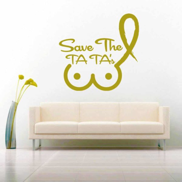 Save The Ta Tas Breast Cancer Vinyl Wall Decal Sticker