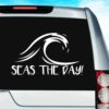 Seas The Day Ocean Wave Vinyl Car Window Decal Sticker
